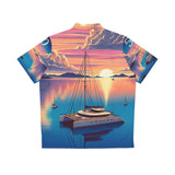 Men's Hawaiian Shirt - Sunset Yacht Design for Vibrant Summer Vibes