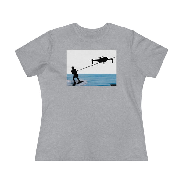 Drone Water Skiing Women's Premium Tee for Drone enthusiasts